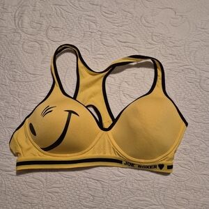 Joe Boxer women's 40D yellow with black trim padded "Winky" sports bra EUC